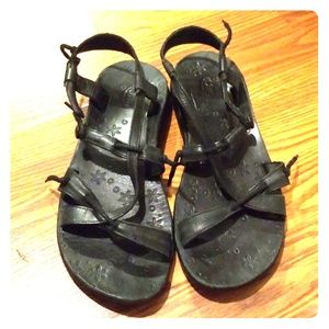 Black leather Chaco sandals